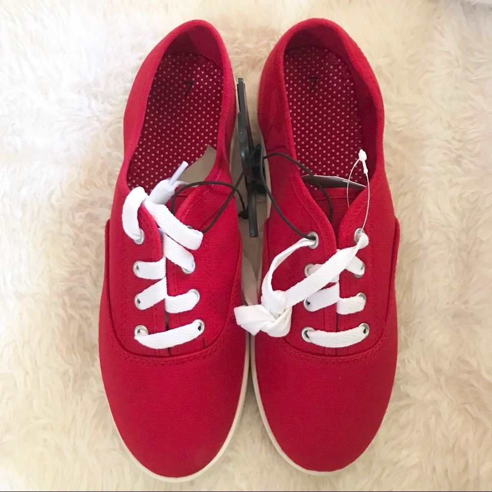 Women’s Red canvas casual shoes. Size 7